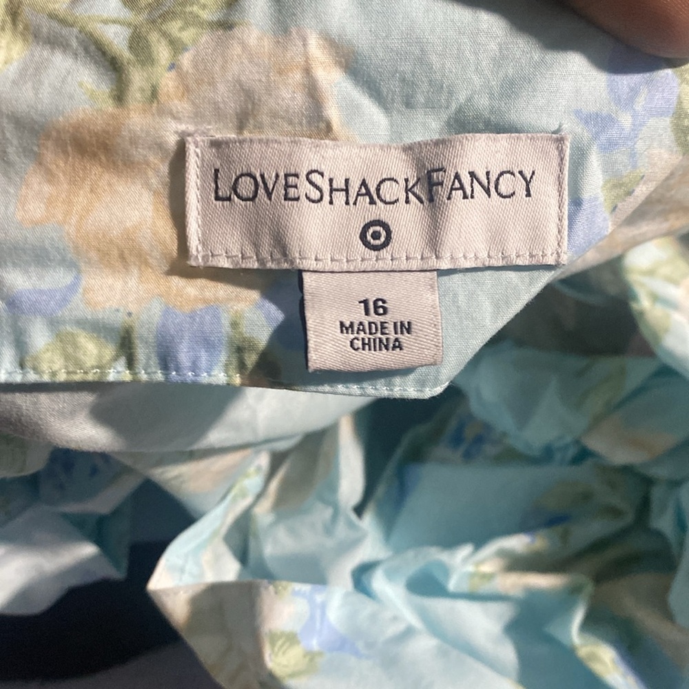 LoveShackFancy x Target Blue Floral Short Puff Sleeve V-Neck Maxi Dress Size 16 - Picture 5 of 6